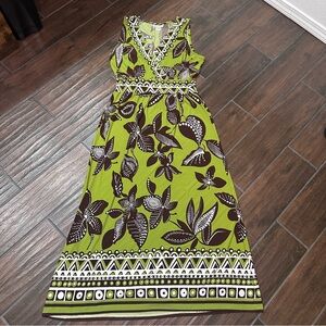 Soft Surroundings Palm Tree Print Maxi Dress Sleeveless Summer. Size Medium